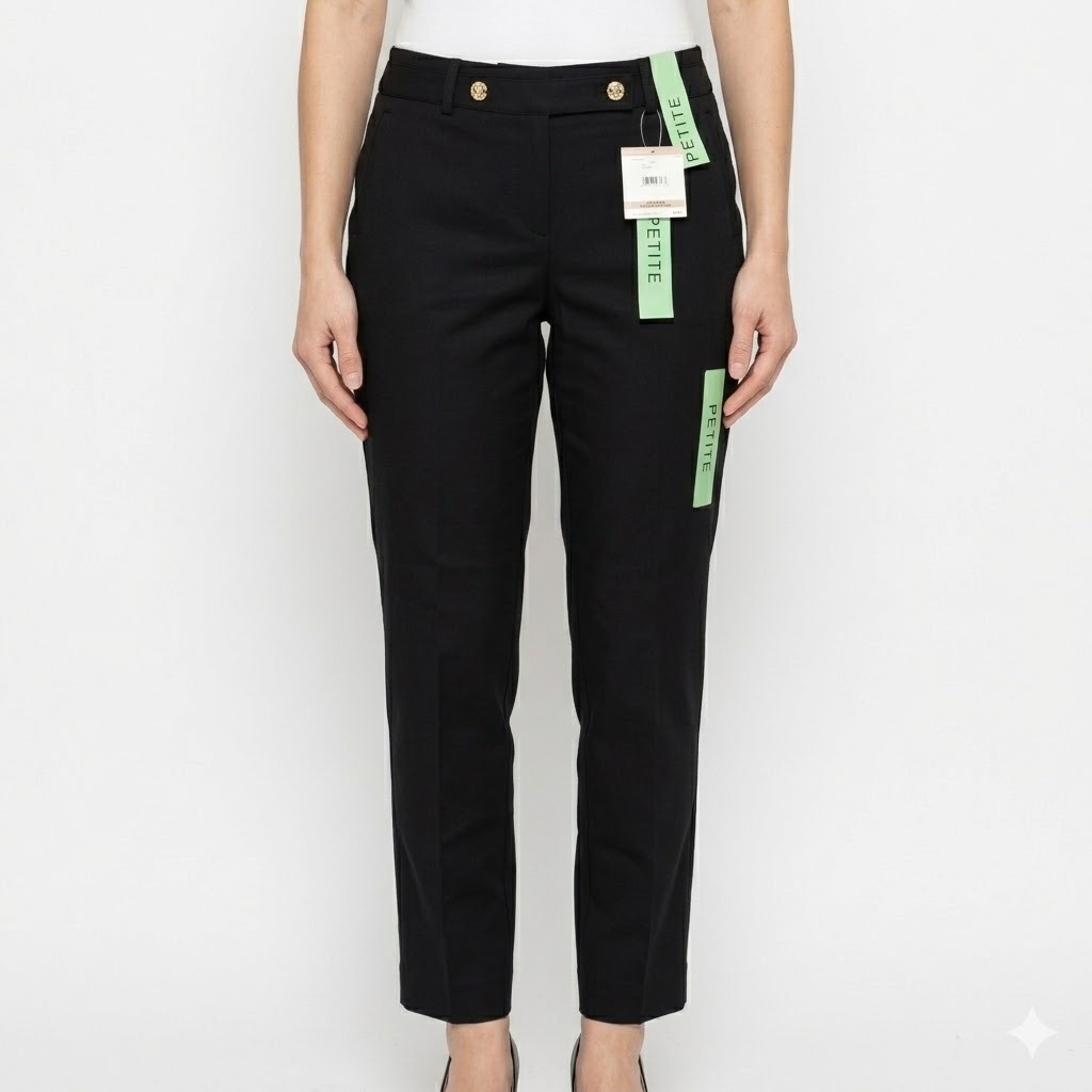 Anne Klein Nwt Black Slim Ankle Dress Pants Petite Size 12p Cotton Blend